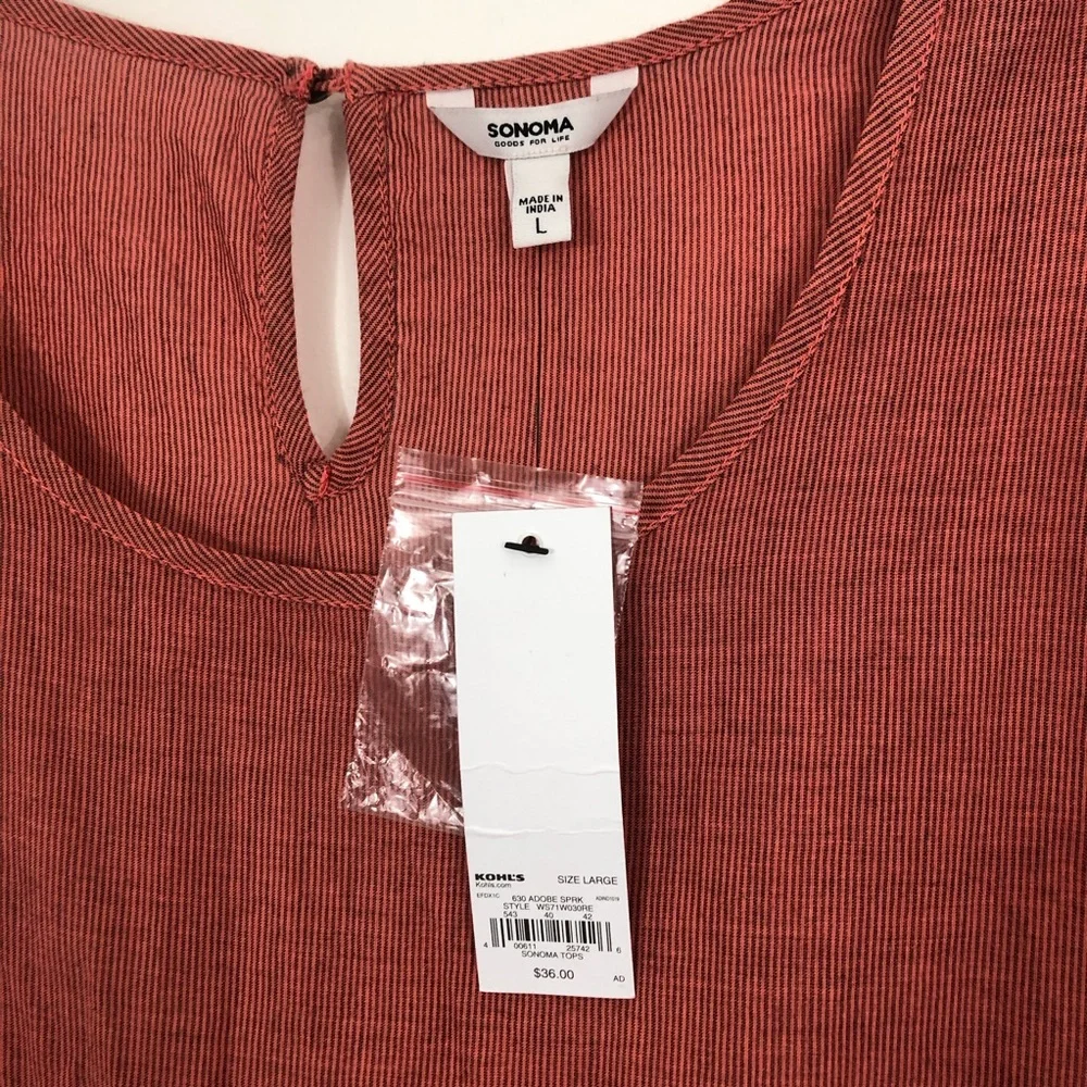 4/$25 Sonoma Embroidered Peplum Eyelet Top L NWT
